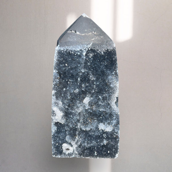 Kelowna Crystal Cave - Black Druzy Sphalerite Tower4