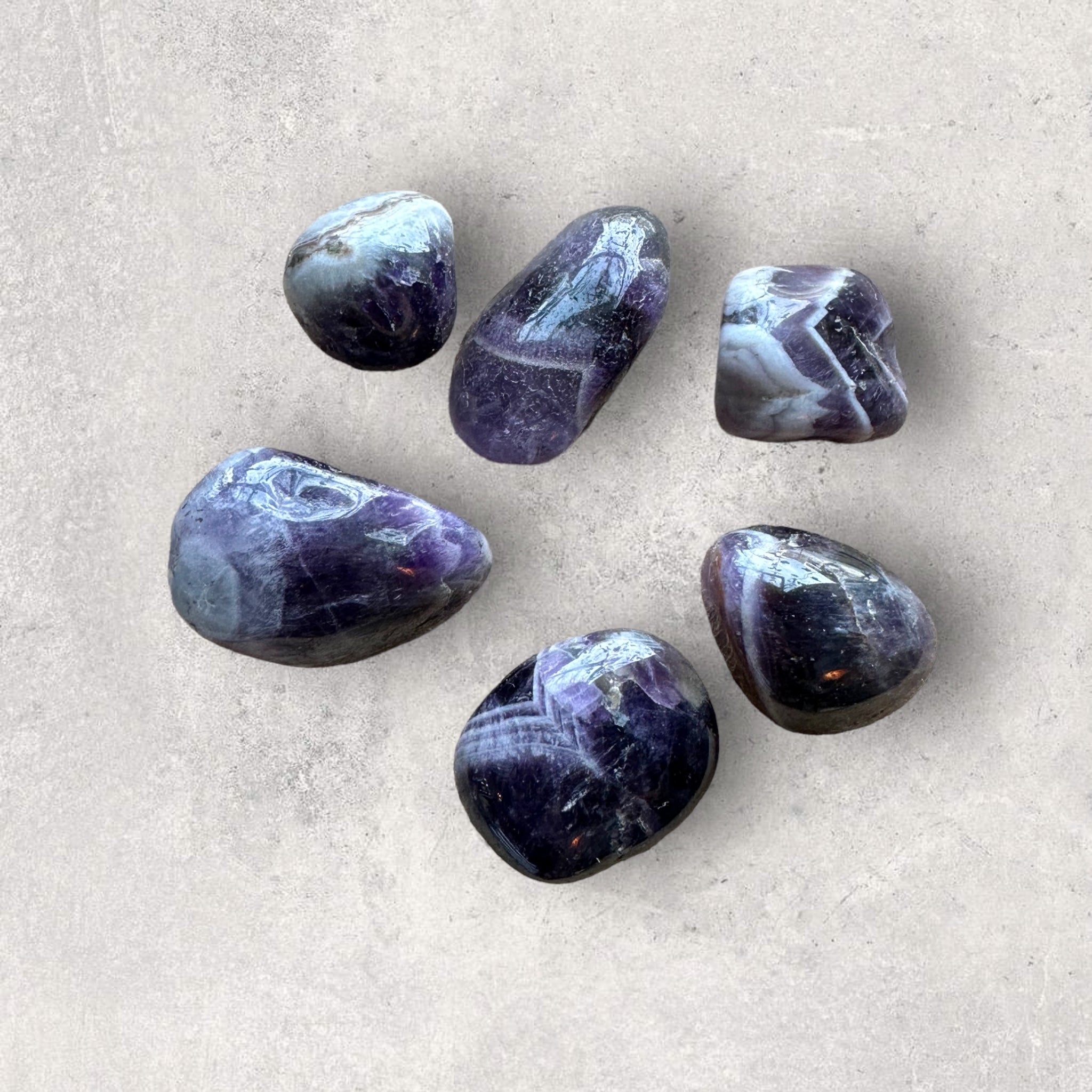 Kelowna Crystal Cave - Chevron Amethyst Tumbles