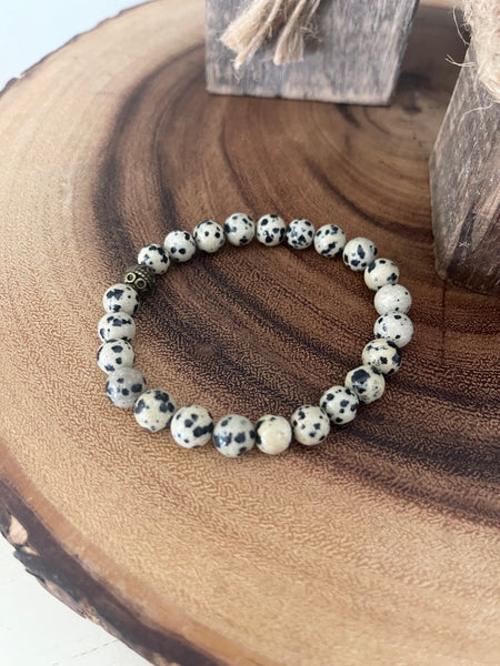 Fancy Beads - 8mm Dalmation Jasper Bracelet