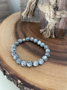 Fancy Beads - Grey Scenery Jasper 8MM Bracelet