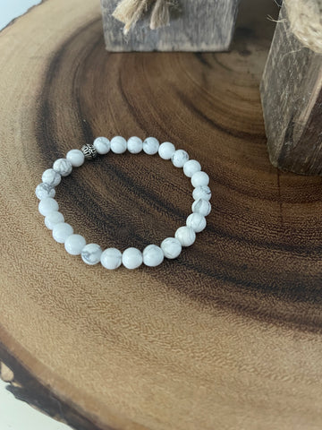 Fancy Beads - 6MM Natural Howlite Bracelet