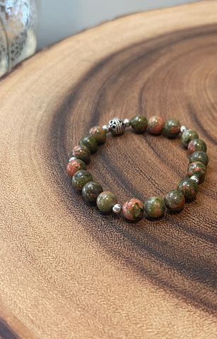 Fancy Beads - Unakite 8mm Bracelet