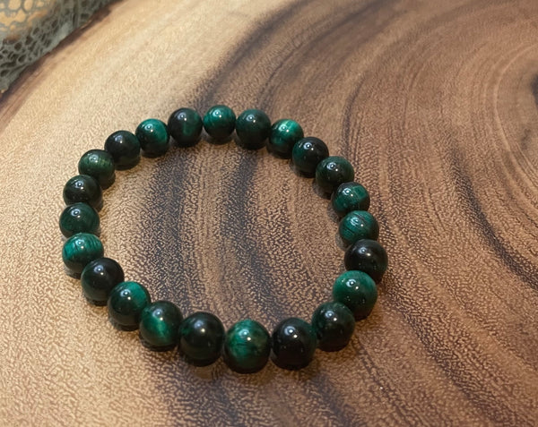 Fancy Beads - 8MM Green Tigers Eye Bracelet