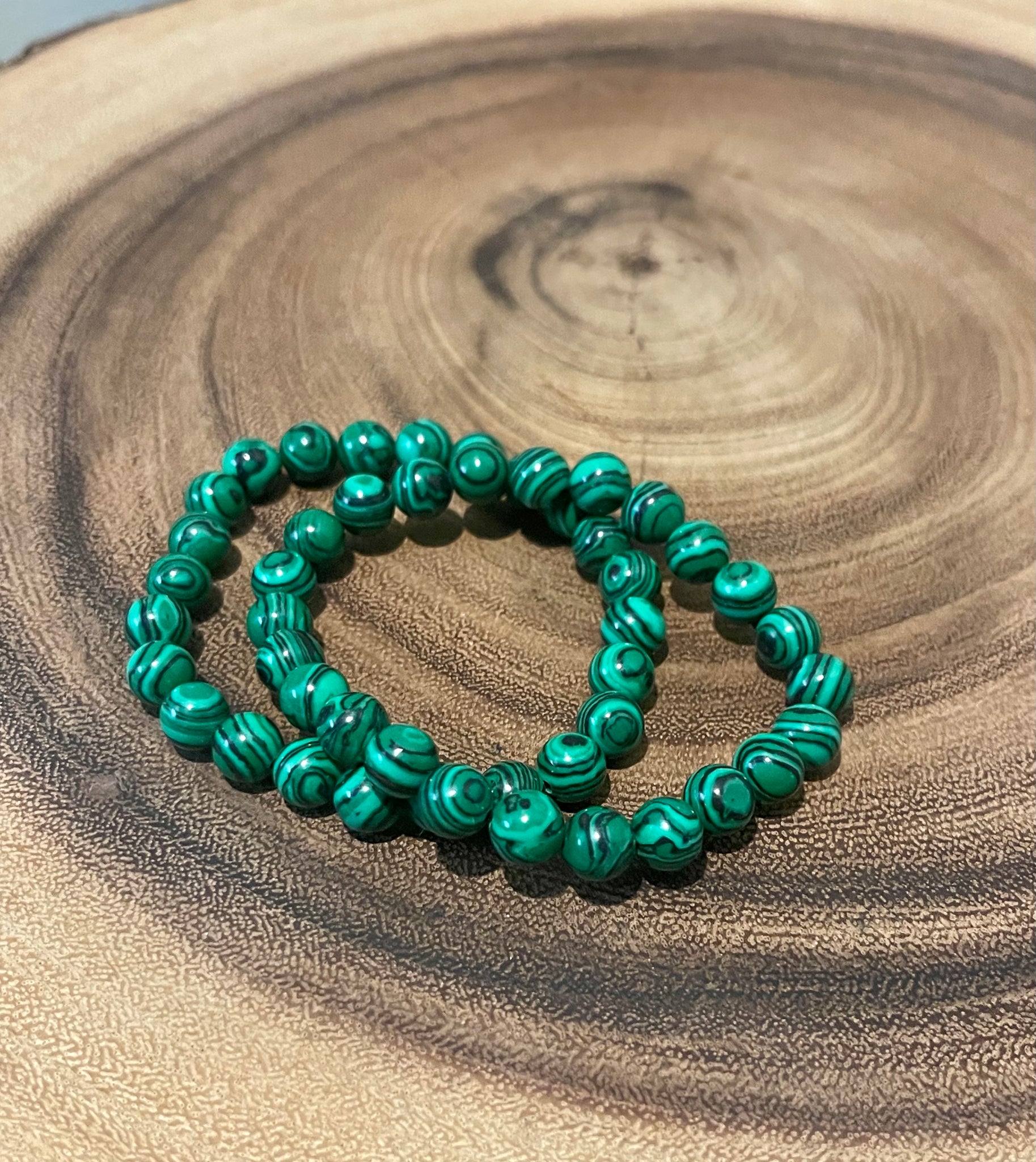 Fancy Beads - 8mm Malachite Bracelet