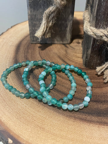 Fancy Beads - 6mm Green Agate Bracelet