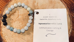 Silent Moon Co. - Aquamarine with Lava Bracelet