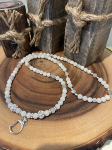 Fancy Beads - White Jade & Druzy Agate Lanyard