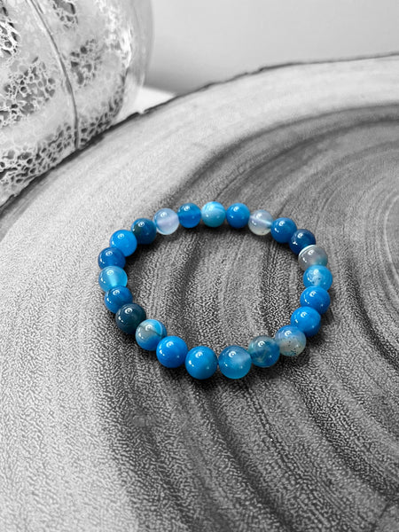 Fancy Beads - Blue Banded Agate 8MM Bracelet