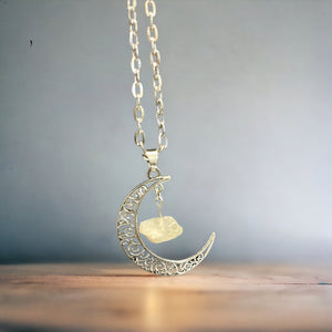 Fancy Beads - Citrine Crescent Moon Necklace