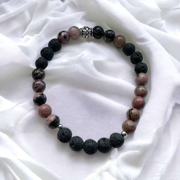 Fancy Beads - 6MM Rhodonite Essential Oil Bracelet