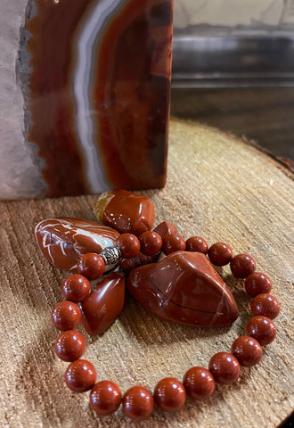 Fancy Beads - 8MM Red Stone Jasper Bracelet