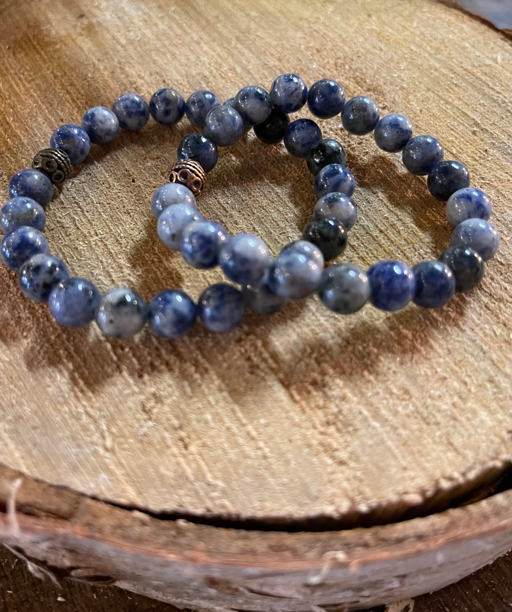Fancy Beads - 8MM Blue Spot Jasper Bracelet