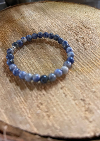 Fancy Beads - 6MM Blue Spot Jasper Bracelet