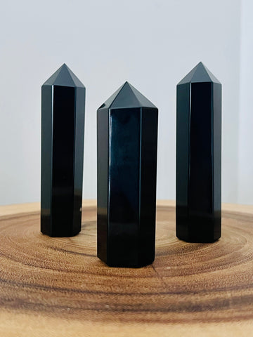 Kelowna Crystal Cave - Black Obsidian Medium Polished Point