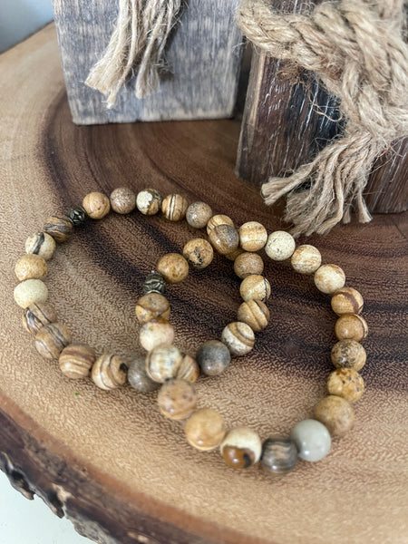 Fancy Beads - Picture Jasper 8mm Bracelet