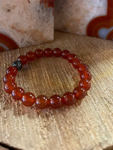 Fancy Beads - 8mm Red Carnelian Bracelet