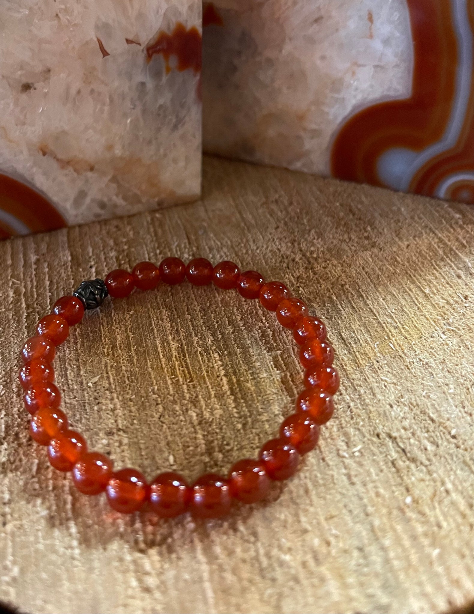 Fancy Beads - 6mm Red Carnelian Bracelet