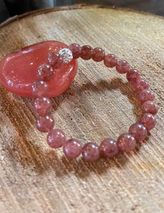Fancy Beads - 8MM Strawberry Quartz Bracelet